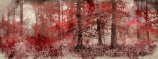 Peinture murale Arbres rouges