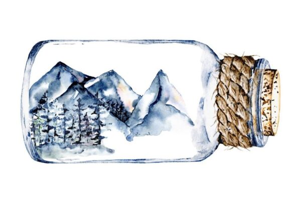 Peinture murale Montagnes dans une bouteille