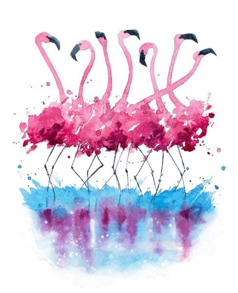 Peinture murale Flamants roses qui dansent