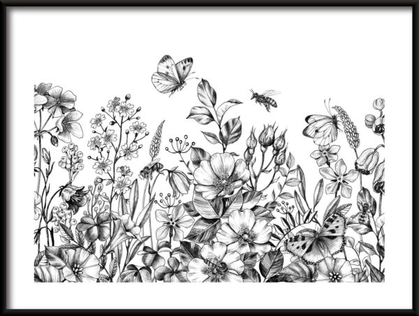 Affiche de dessin de prairie