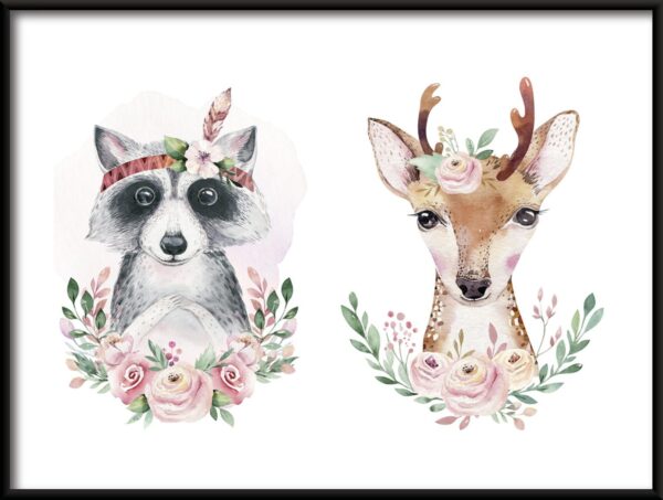 Affiche Animaux en fleurs