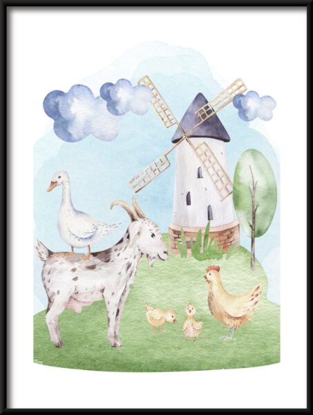 Affiche Bébés animaux sous le moulin à vent – Image 2