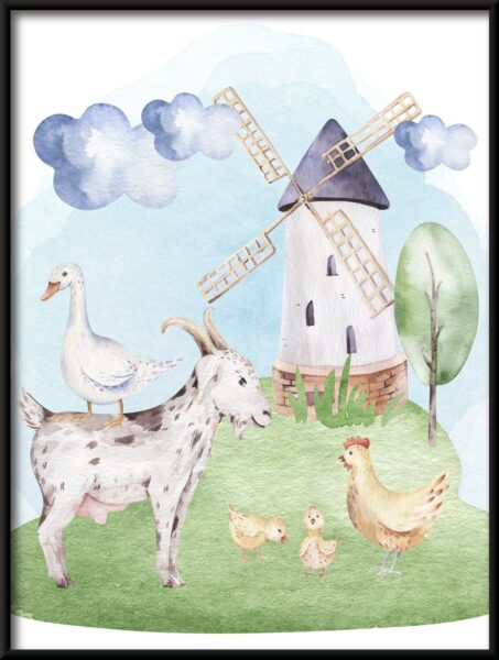 Affiche Bébés animaux sous le moulin à vent – Image 3