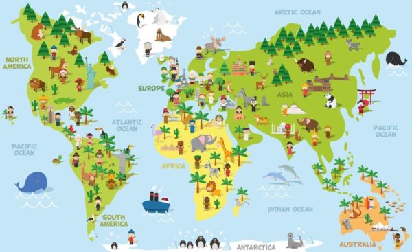 Peinture murale Carte des enfants