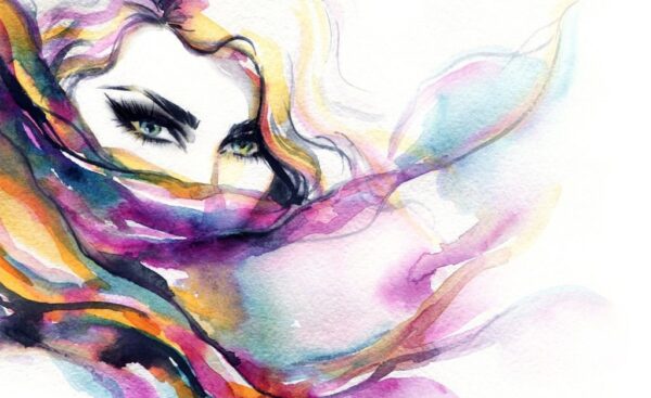 Peinture murale Visage dans les cheveux