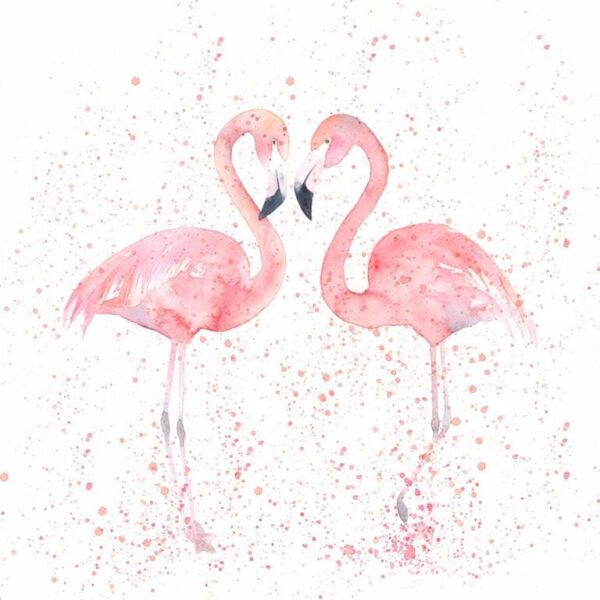 Peinture murale Deux flamants roses