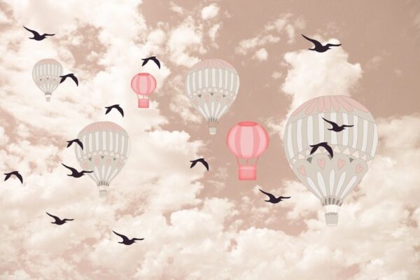 Peinture murale Ballons parmi les oiseaux