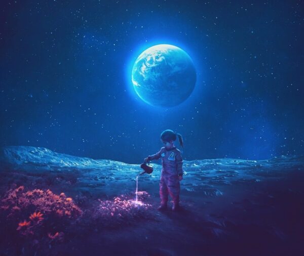 Peinture murale Lune Fille