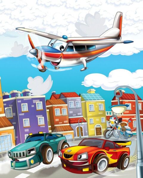 Peinture murale Heureux petit avion