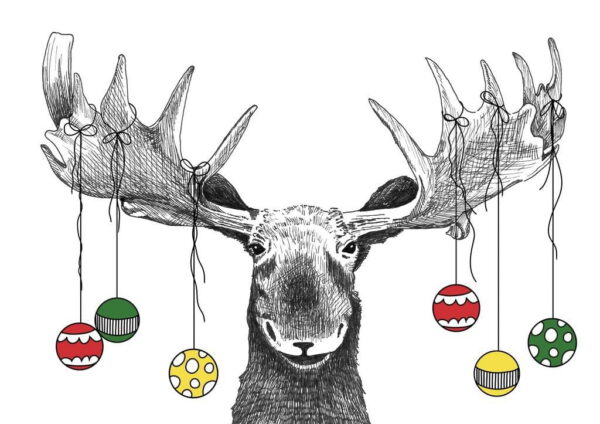 Peinture murale Orignal avec des boules de Noël