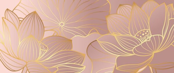 Peinture murale Lotus dorés