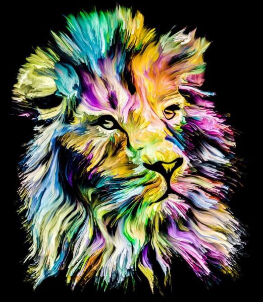 Peinture murale Lion coloré