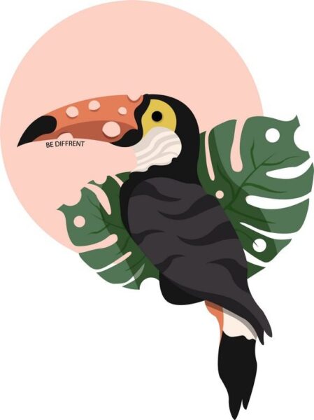 Peinture murale Toucan et Feuille