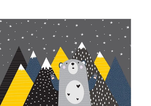 Peinture murale Ours en peluche dans les montagnes