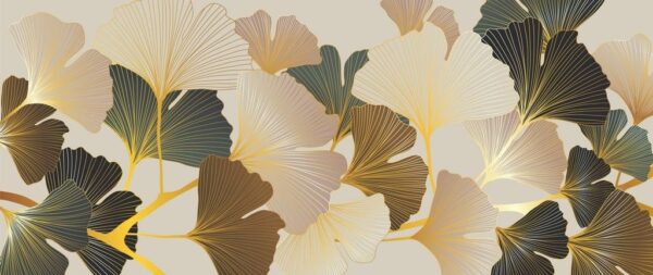 Peinture murale Ginkgo doré du Japon