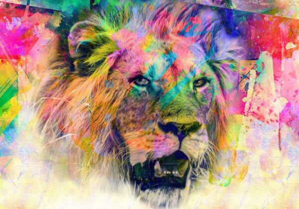 Peinture murale Lion peint