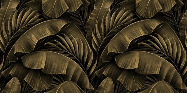 Peinture murale Or sur Feuilles