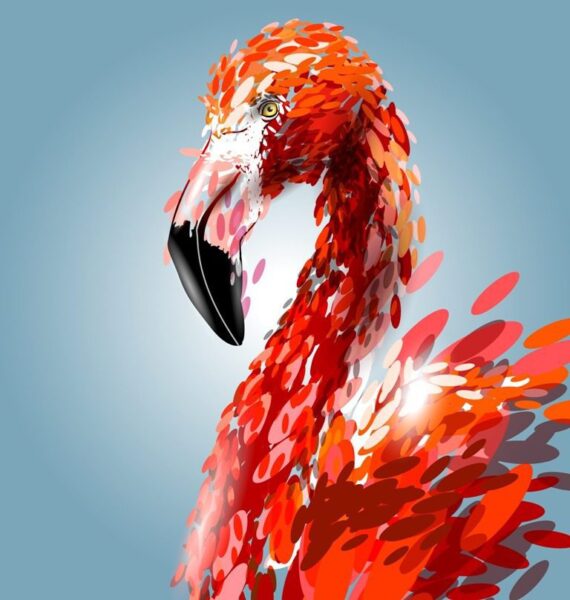 Peinture murale Flamant rouge