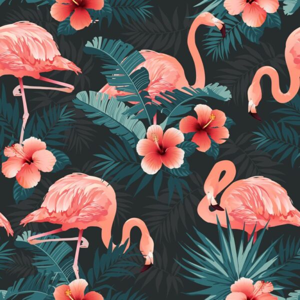 Peinture murale Beaux flamants roses