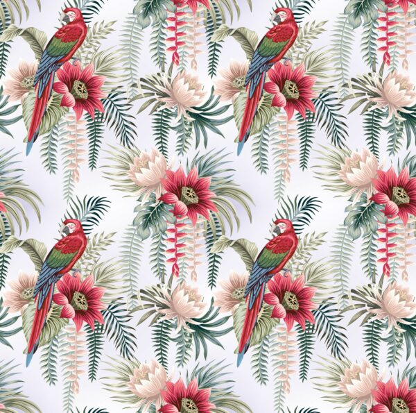 Papier peint Perroquets dans les fleurs