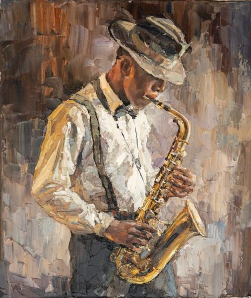 Peinture murale Jeune saxophoniste