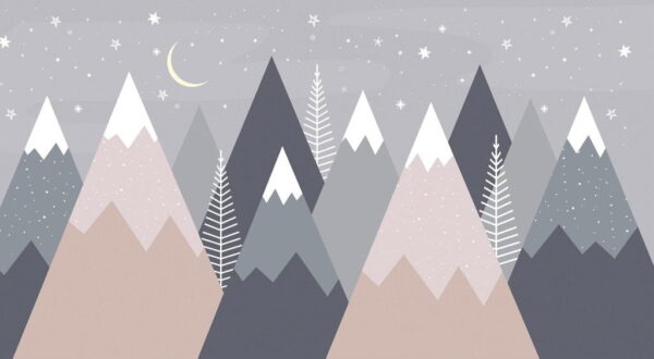 Peinture murale Montagnes la nuit