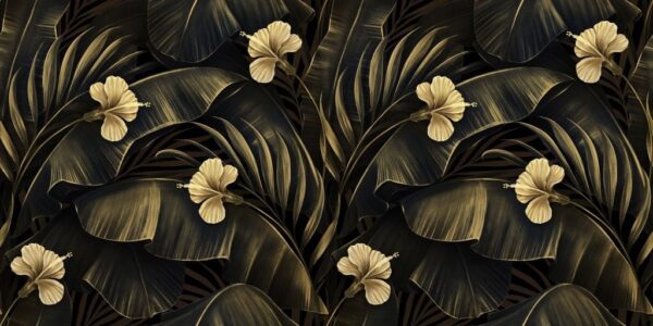 Sticker mural Hibiscus doré