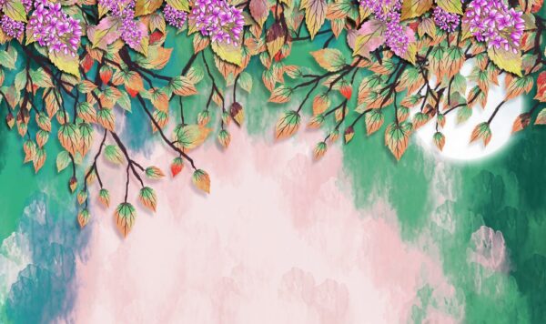 Peinture murale Fleurs sur une branche