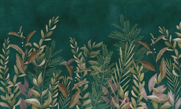 Sticker mural Plantes dorées