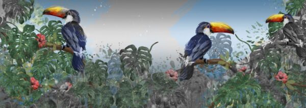 Peinture murale Toucans sur des branches
