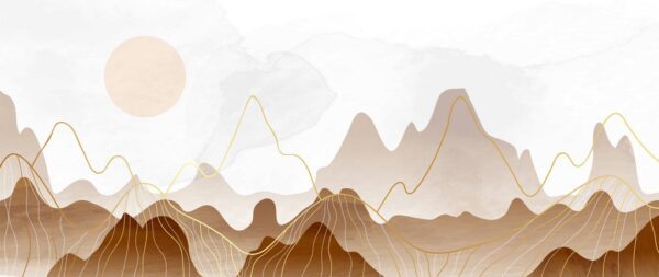 Peinture murale Le soleil dans les montagnes