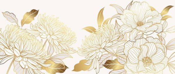 Peinture murale Pivoines d'or