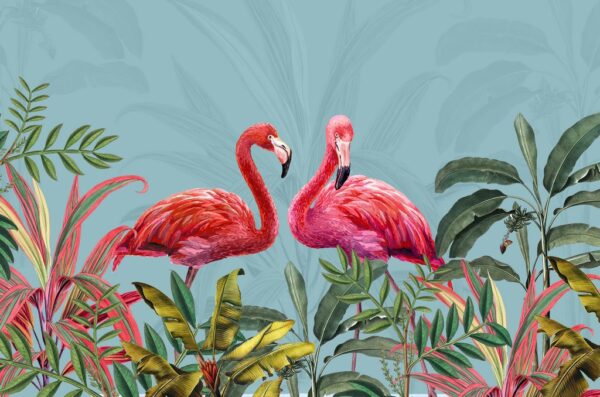 Peinture murale Conversation de flamants roses