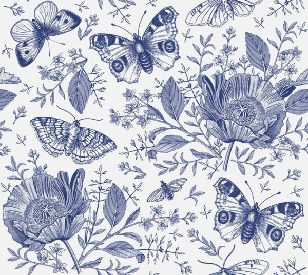 Peinture murale Papillon bleu