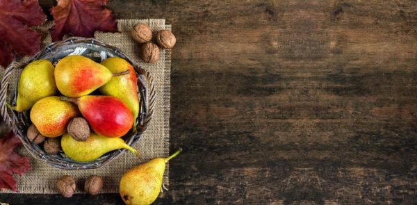 Peinture murale Panier avec poires