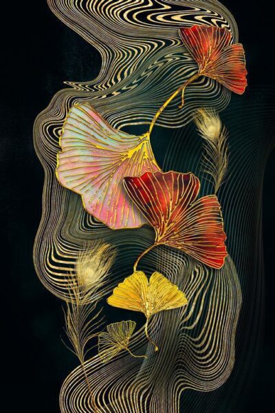 Peinture murale Fleurs et Lignes