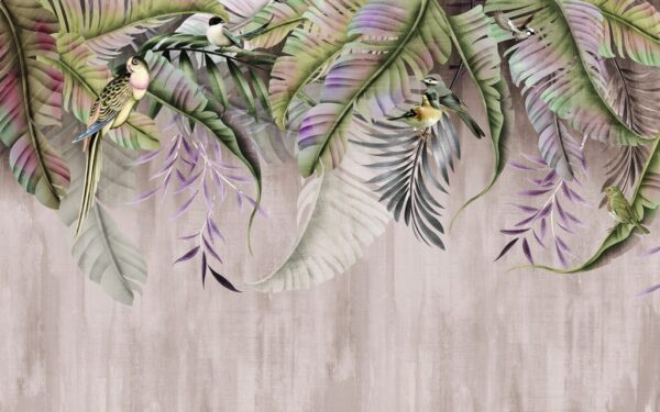 Peinture murale Oiseau et Paprot