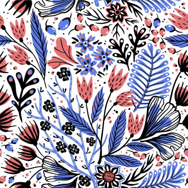 Peinture murale Feuilles bleues