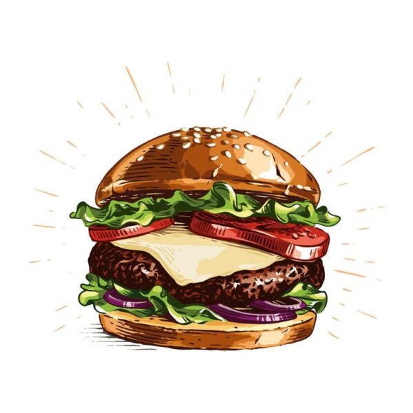 Peinture murale Burger dessin