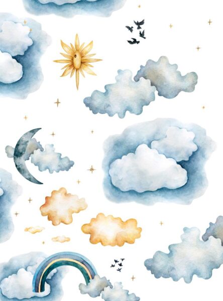 Peinture murale Nuages bleus