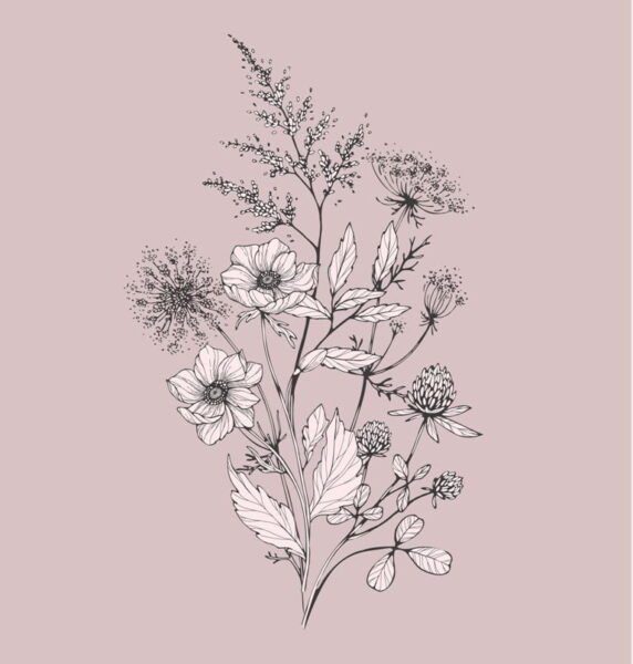 Peinture murale Esquisse d'un bouquet