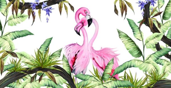 Poster XXL Flamants Roses en Blanc