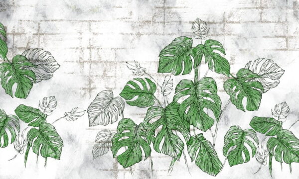 Peinture murale Croquis de feuilles