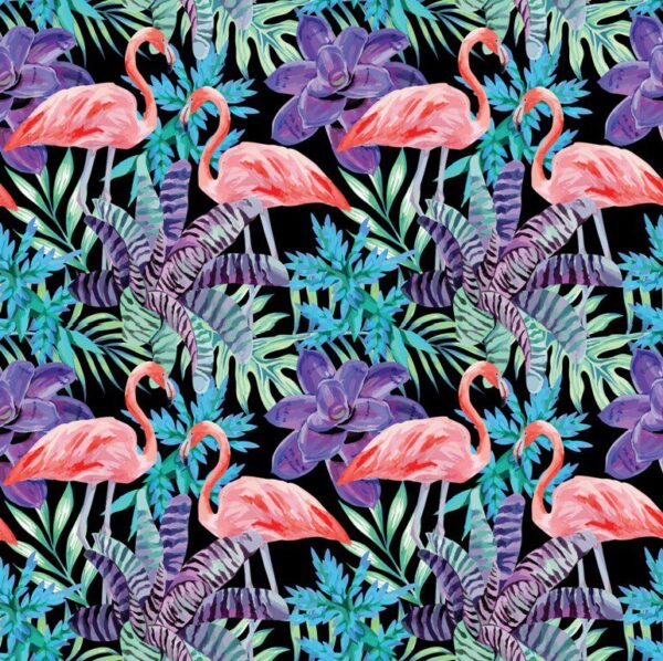 Papier peint Flamants roses dans les fleurs
