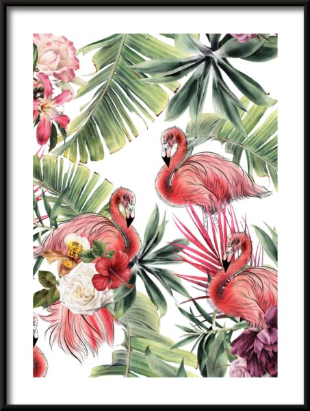 Affiche de trois flamants roses