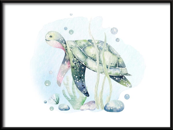 Affiche de tortue heureuse
