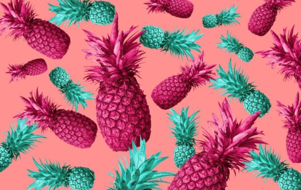 Papier peint Ananas colorés