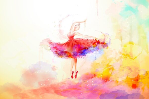 Peinture murale Ballerine rouge