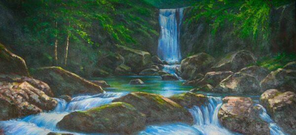 Peinture murale Cascade bleue
