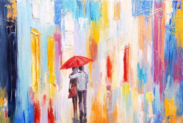 Peinture murale Deux sous le parapluie